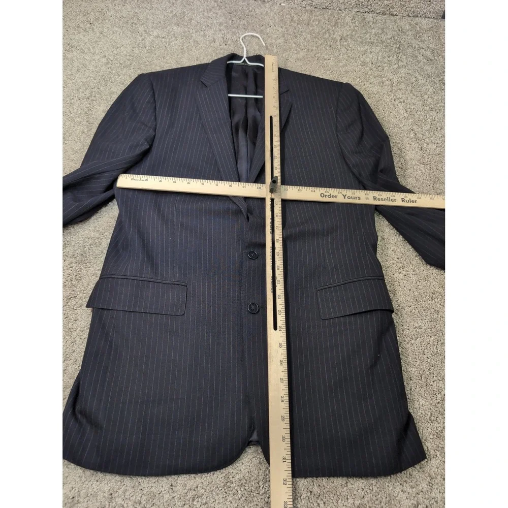 Ralph Lauren Black Label Mens Navy Blue Pinstripe Blazer Sport Coat Italy Sz 40R
